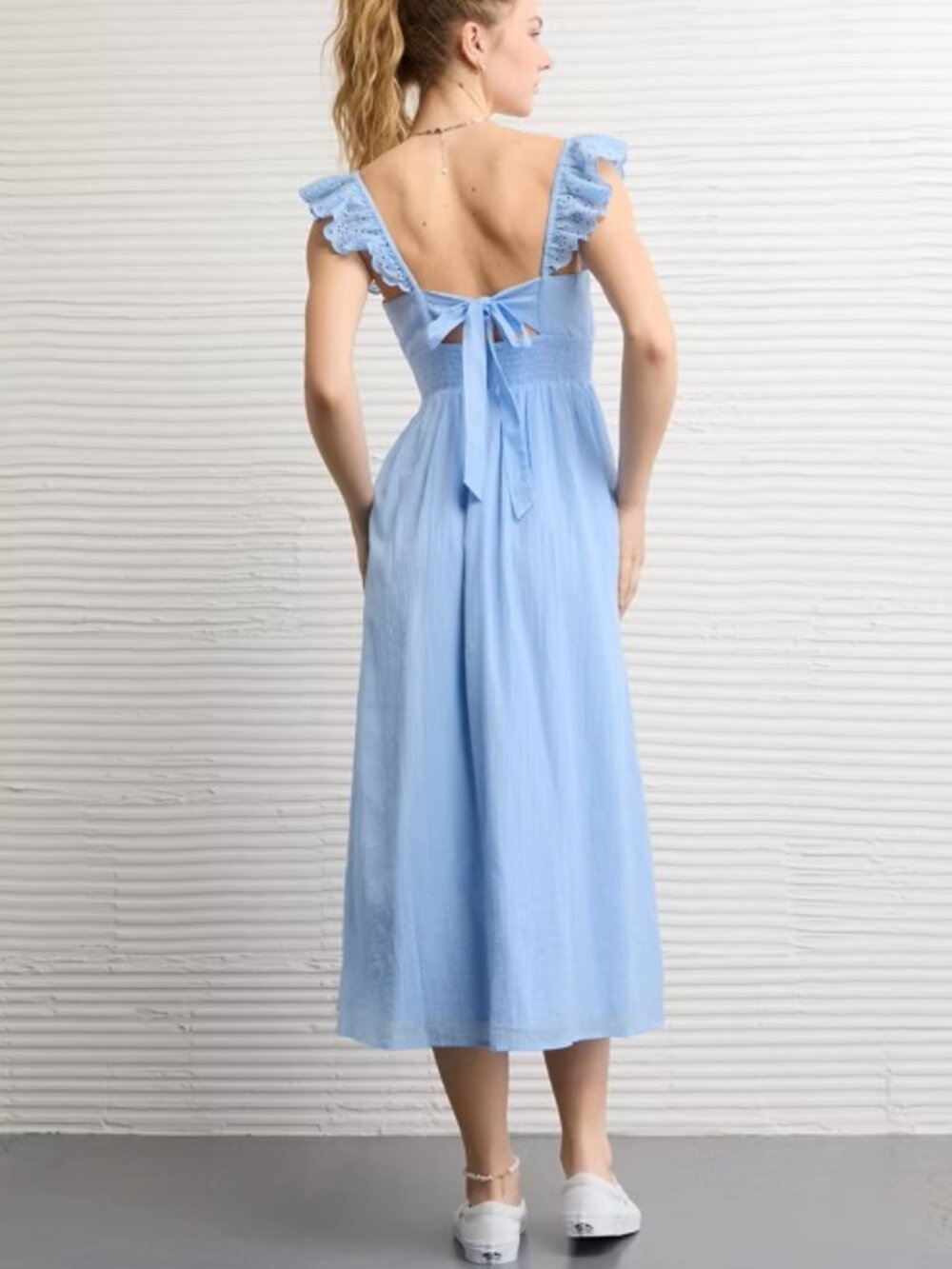 AE AMERICAN EAGLE AE Flutter Sleeve Tie-Front Back Midi Dress - XS - NEW NWT
